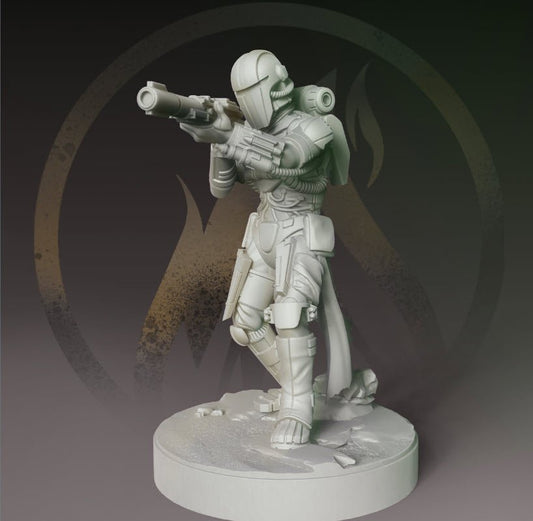 Cyborg V the Veteran Mando Sniper - SW Legion Compatible Miniature (38-40mm tall) High Quality 8k Resin 3D Print - Dark Fire Designs - Gootzy Gaming