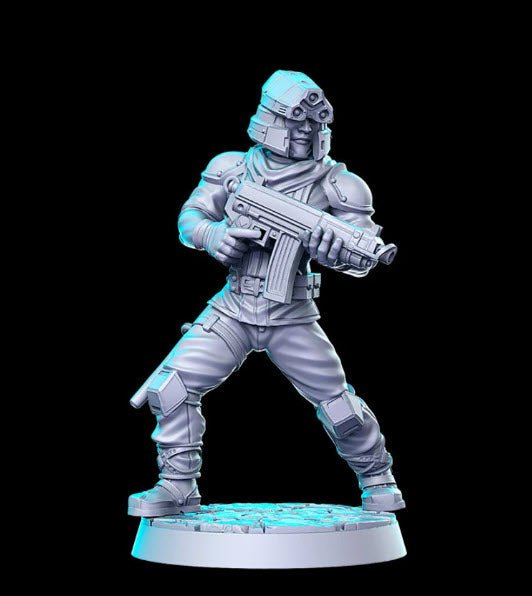 Evil Energy Corp Gunner - Single Roleplaying Miniature for D&D or Pathfinder - 32mm Scale Resin 3D Print - RN EStudios - Gootzy Gaming