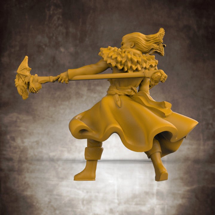 Human Wizard with Dragon Staff and Spellbook - Roleplaying Mini for D&D or Pathfinder - 32mm Scale High Quality 8k Resin 3D Print - Lion Tower Miniatures - Gootzy Gaming