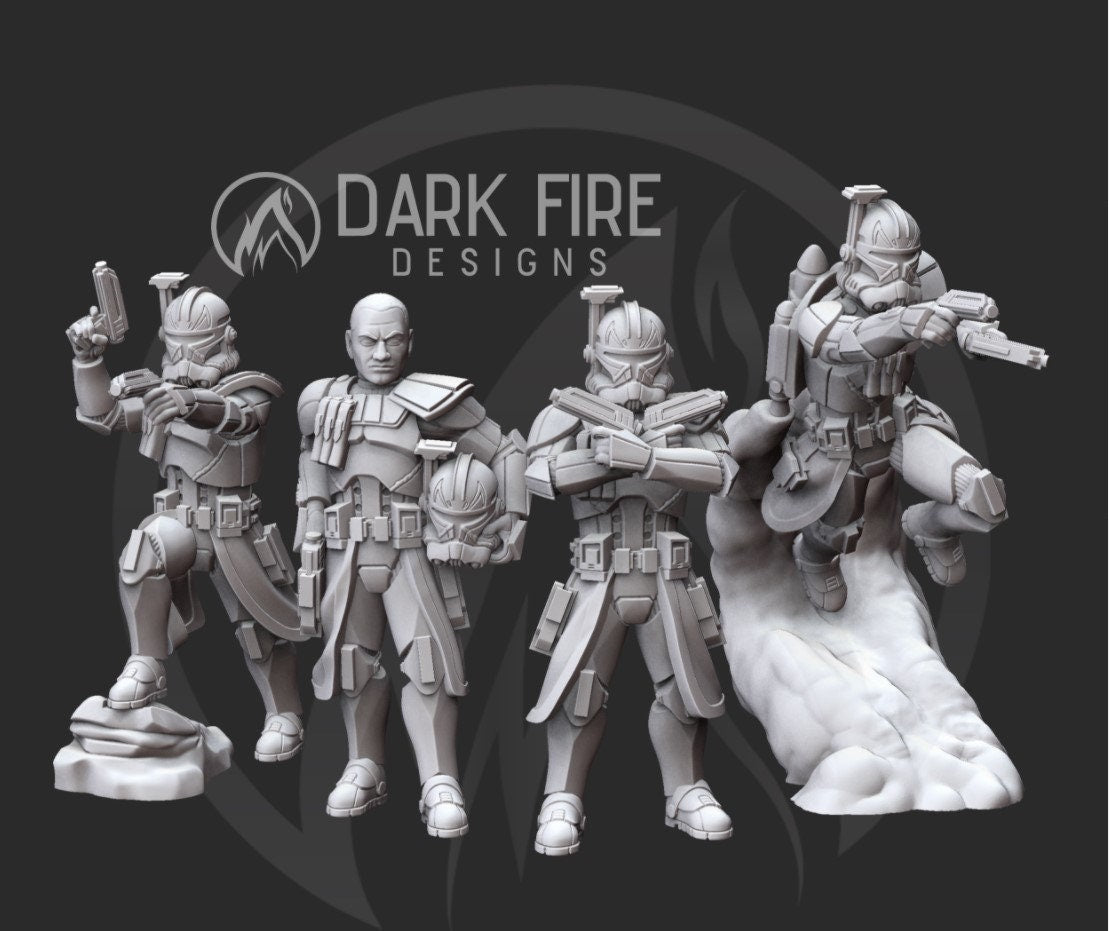 Authority Tropical Sniper Team - single mini or bundle - SW Legion  Compatible (38-40mm tall) Multi-Piece Resin 3D Print - Dark Fire Designs