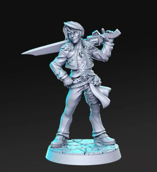Lion Gunblader - Single Roleplaying Miniature for D&D or Pathfinder - 32mm Scale Resin 3D Print - RN EStudios - Gootzy Gaming