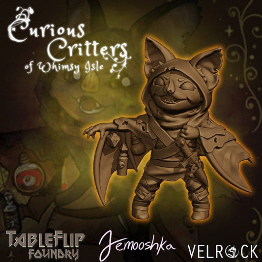 Little Bat Thief - Small Single Roleplaying Miniature for D&D or Pathfinder - 32mm Scale Detailed Resin 3D Print - Velrock Art - Gootzy Gaming