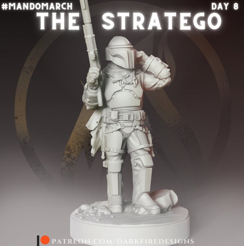 The Stratego, Superb Mando General - SW Legion Compatible Miniature (38-40mm tall) High Quality 8k Resin 3D Print - Dark Fire Designs - Gootzy Gaming