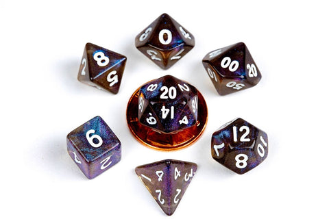 10mm Mini Dice Acrylic Polyhedral Set (24 Options): Stardust Galaxy - Gootzy Gaming