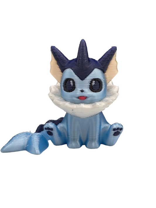 a blue and white figurine of a cat