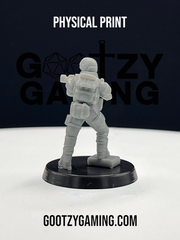 a white plastic toy standing on top of a table