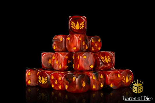 Blood Soaked Angels - Hand Crafted Resin 25 Round Corner Dice Set