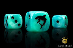 Great White Shark  - Hand Crafted Resin 25 Round Corner Dice Set