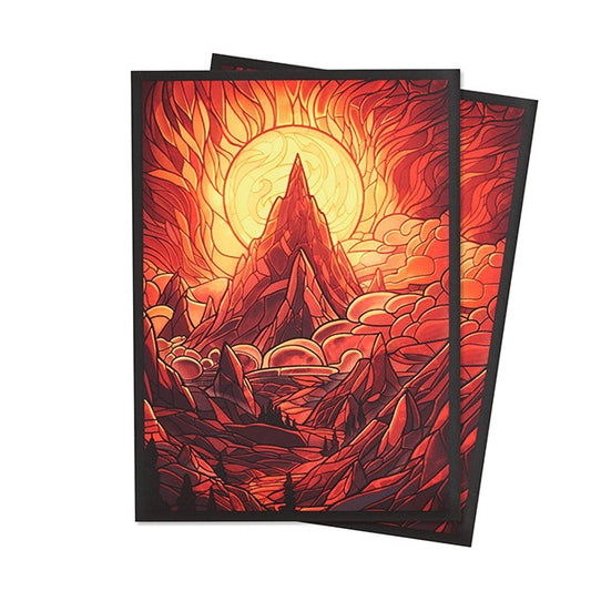 Arcane Fortress Standard Matte Art Card Sleeves (100 Ct): Stained Glass - Burning Mountain