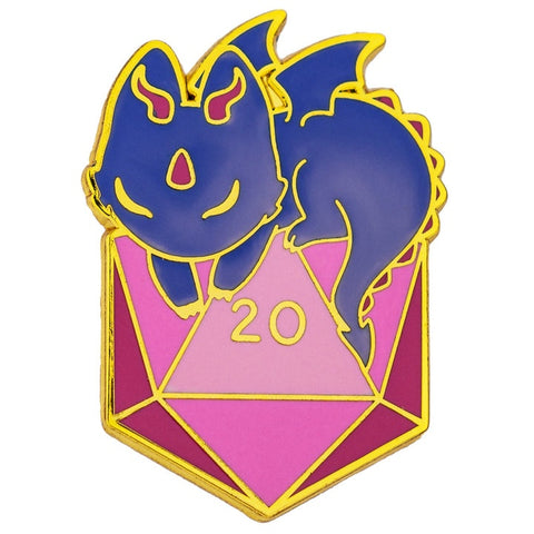 Dragon with D20 - Quest Reward - Enamel Pin