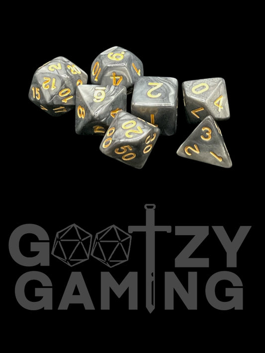 Gray Swirl - Plastic Standard 7 Dice Set - D&D Dice