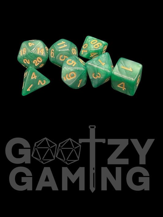 Emerald Swirl - Plastic Standard 7 Dice Set - D&D Dice