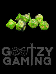 Toxic Metal Swirl - Plastic Standard 7 Dice Set - D&D Dice