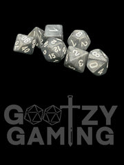 Gray Metallic Shimmer - Plastic Standard 7 Dice Set - D&D Dice