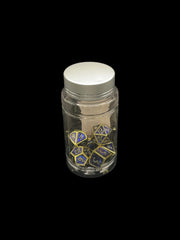 Gold and Blue Shimmer - Metal 7 Dice Set - D&D Dice