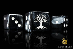 White Tree - Hand Crafted Resin 25 Round Corner Dice Set