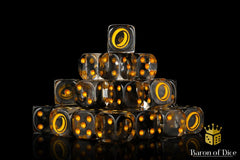 Translucent Gold Ring- Hand Crafted Resin 25 Round Corner Dice Set