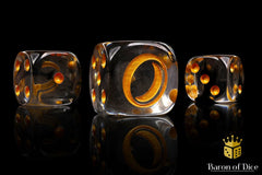 Translucent Gold Ring- Hand Crafted Resin 25 Round Corner Dice Set