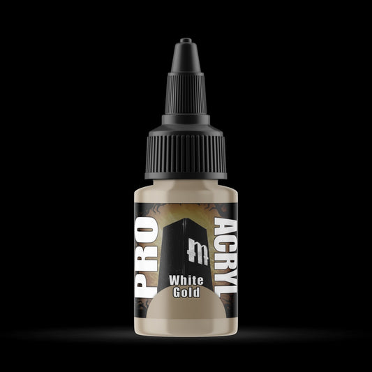 White Gold - Premium Metallic Acrylic Miniatures Paint - Monument Hobbies - 22 mL Dropper Bottle