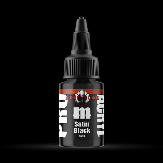 Satin Black - Premium Satin Acrylic Miniatures Paint - Monument Hobbies - 22 mL Dropper Bottle