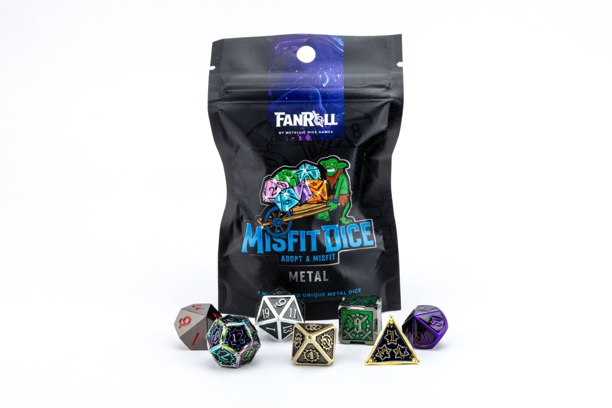 Adopt a Misfit (Blind Pack) - Misfit Metal Standard 7 Dice Set - D&D Dice - Gootzy Gaming
