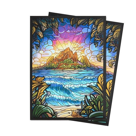 Arcane Fortress Standard Matte Art Card Sleeves (100 Ct): Stained Glass - Hidden Island - Gootzy Gaming