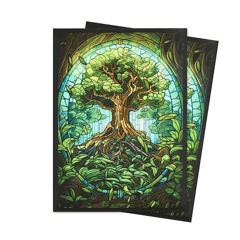 Arcane Fortress Standard Matte Art Card Sleeves (100 Ct): Stained Glass - Mythical Forest - Gootzy Gaming