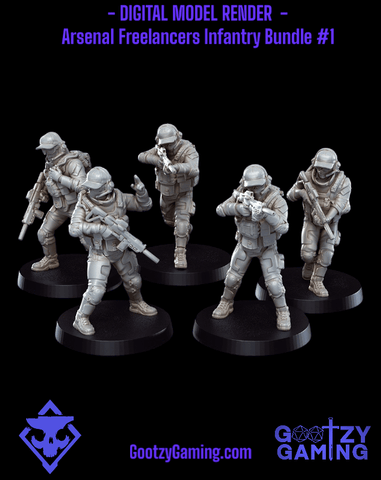 Arsenal Freelancers Bundle 1 - 5 Miniature Bundle - Arsenal Official Miniature - Skull Forge Studios - Gootzy Gaming
