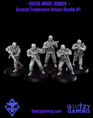 Arsenal Freelancers: Vulcan Trooper Bundle 1 - 5 Miniature Bundle - Arsenal Official Miniature - Skull Forge Studios - Gootzy Gaming