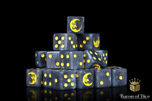 Bad Moon - Hand Crafted Resin 25 Round Corner Dice Set - Gootzy Gaming