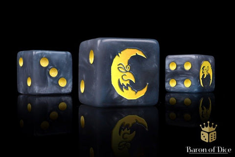 Bad Moon - Hand Crafted Resin 25 Round Corner Dice Set - Gootzy Gaming