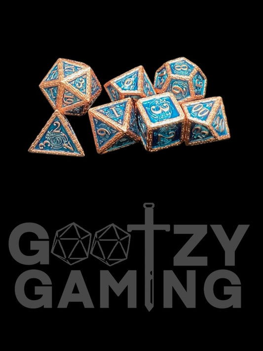 Bard's Blues - Metal 7 Dice Set - D&D Dice - Gootzy Gaming