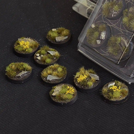 Battle Ready Bases - Highland 32mm Round - Gamers Grass - 8 Hand Crafted Bases - Gootzy Gaming