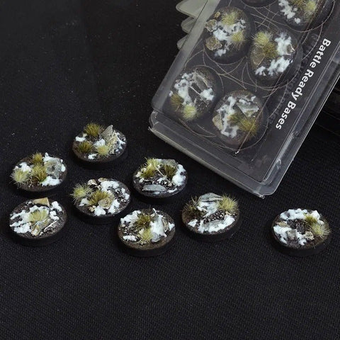 Battle Ready Bases - Winter Hinterland 32mm Round - Gamers Grass - 8 Hand Crafted Bases - Gootzy Gaming