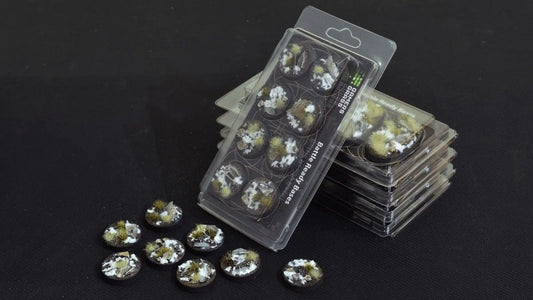 Battle Ready Bases - Winter Hinterland 32mm Round - Gamers Grass - 8 Hand Crafted Bases - Gootzy Gaming