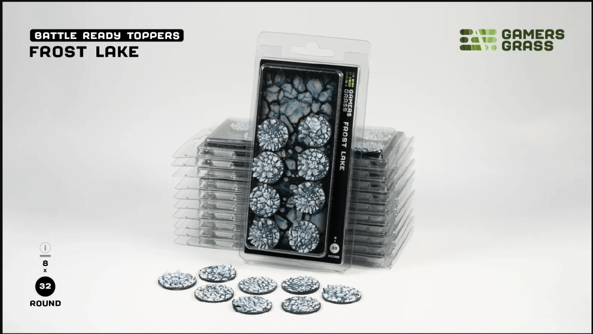 Battle Ready Toppers - Frost Lake 32mm Round - Gamers Grass - 8 Toppers - Gootzy Gaming