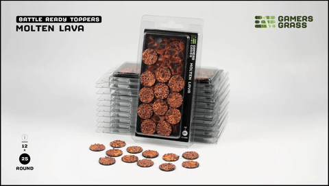 Battle Ready Toppers - Molten Lava 25mm Round - Gamers Grass - 12 Toppers - Gootzy Gaming