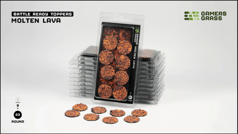 Battle Ready Toppers - Molten Lava 32mm Round - Gamers Grass - 8 Toppers - Gootzy Gaming