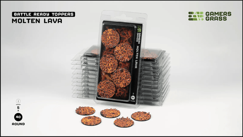 Battle Ready Toppers - Molten Lava 40mm Round - Gamers Grass - 5 Toppers - Gootzy Gaming