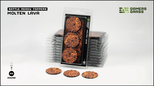 Battle Ready Toppers - Molten Lava 50mm Round - Gamers Grass - 3 Toppers - Gootzy Gaming