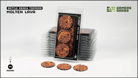 Battle Ready Toppers - Molten Lava 50mm Round - Gamers Grass - 3 Toppers - Gootzy Gaming