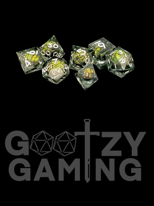 Beholder's Gaze - Liquid Core 7 Dice Set - D&D Dice - Gootzy Gaming