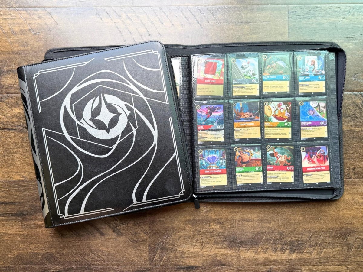 Black and Silver Lorcana Lore Book Zippered TCG Storage Binder - 12 Pocket Side Loading 480 Card Capacity (Copy) - Gootzy Gaming