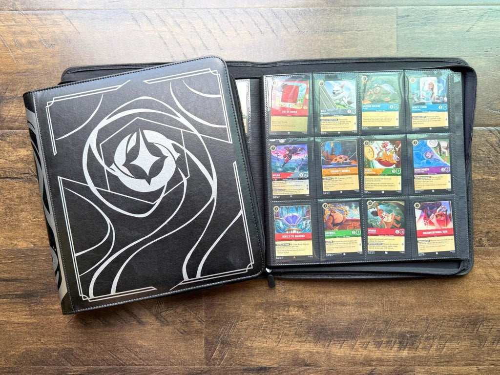 lorcana card binder Black and Silver Lore Book Zippered TCG Storage these portfolios keep your Disney Lorcana Rise of Design - Choose one:PM FIN Clive/Ifrit DS BP