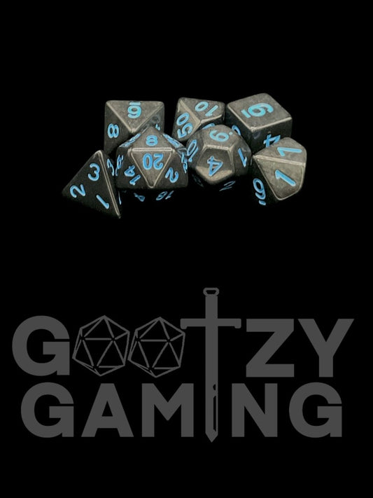 Black & Blue - Plastic Standard 7 Dice Set - D&D Dice - Gootzy Gaming