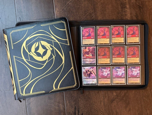 Black Lorcana Lore Book Zippered TCG Storage Binder - 12 Pocket Side Loading 480 Card Capacity - Gootzy Gaming