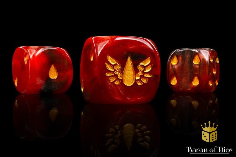 Blood Soaked Angels - Hand Crafted Resin 25 Round Corner Dice Set - Gootzy Gaming