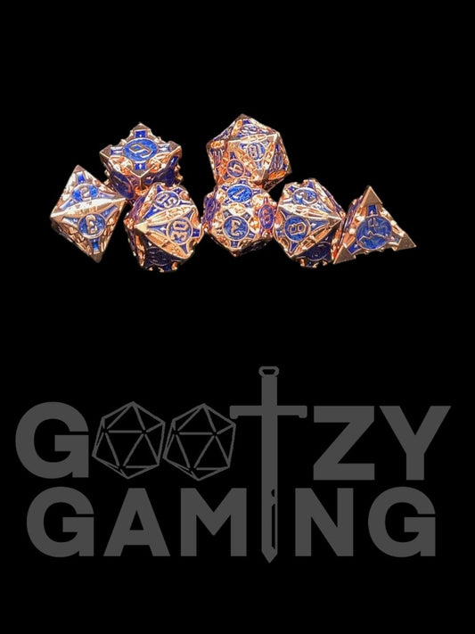 Blue Machinations - Metal 7 Dice Set - D&D Dice - Gootzy Gaming