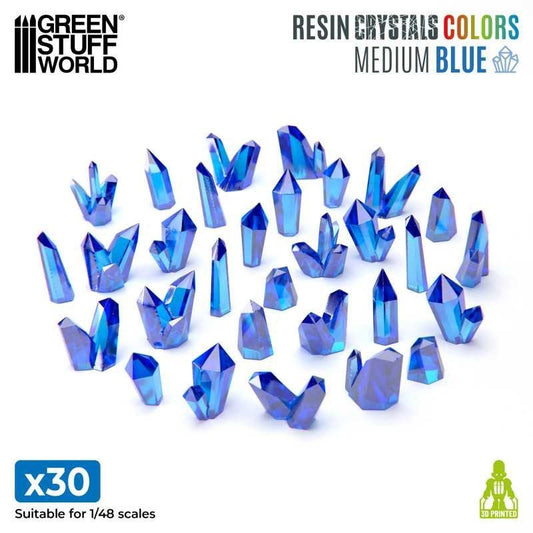 Blue Resin Crystals - Medium Size - Green Stuff World - 30 Crystal Bits - Gootzy Gaming