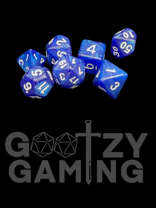 Blue Shimmer - Plastic Standard 7 Dice Set - D&D Dice - Gootzy Gaming